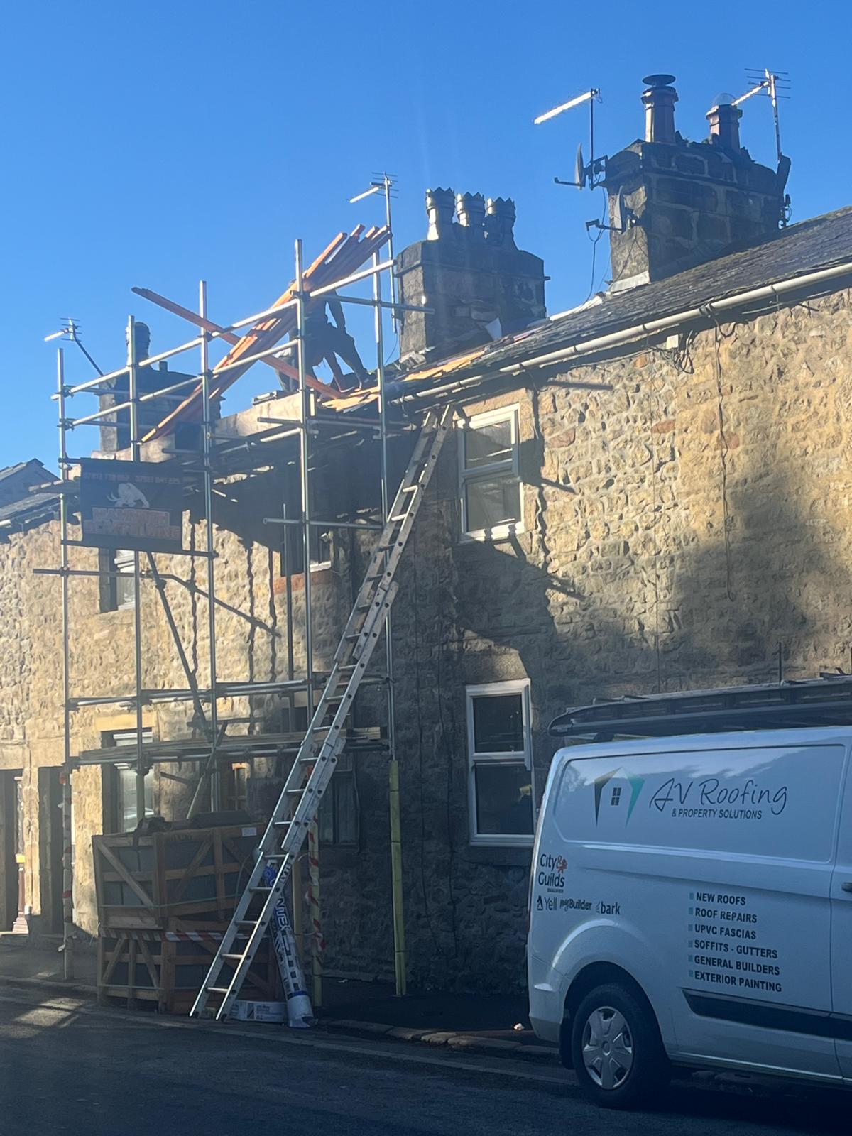 Roof construction work in progress